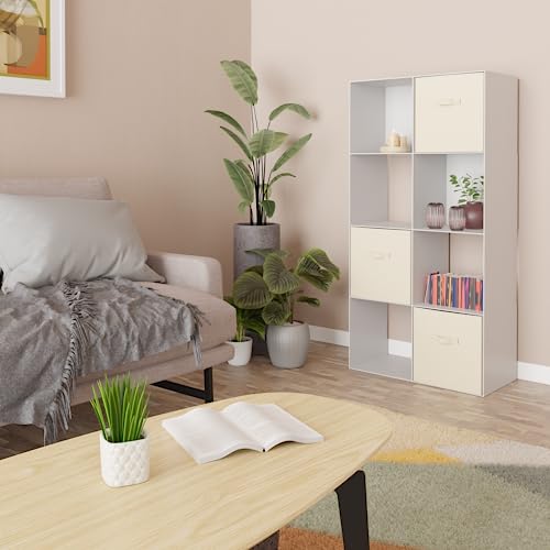 Amazon Basics Storage Cube Shelf Organizer, 8 Cubes, White, 11.7" D x 24.1" W x 47.6" H