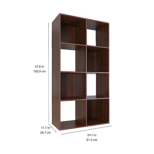 Amazon Basics Storage Cube Shelf Organizer, 8 Cubes, Espresso, 11.7" D x 24.1" W x 47.6" H