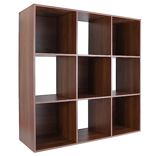 Amazon Basics Storage Cube Shelf Organizer, 9 Cubes, Espresso, 11.7" D x 35.9" W x 35.9" H