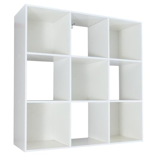 Amazon Basics Storage Cube Shelf Organizer, 9 Cubes, White, 11.7" D x 35.9" W x 35.9" H