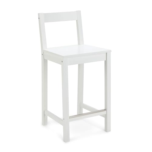 Amazon Basics Wooden Bar Stool with Backrest 24", White, 1 Unit