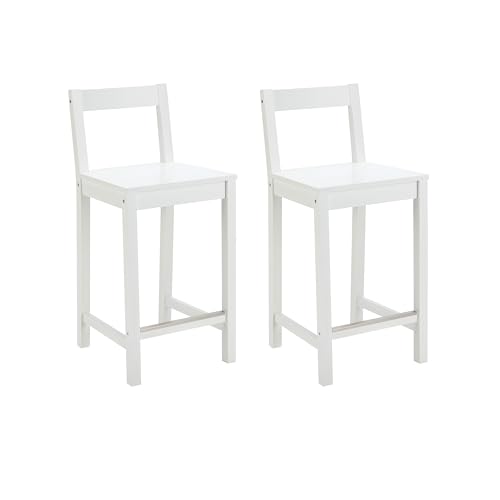 Amazon Basics Wooden Counter Height Bar Stool with Backrest for Kitchen Island, 24", White, Set of 2