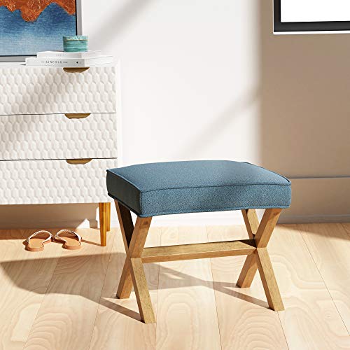 Amazon Brand – Rivet Mid-Century Modern X Stool Ottoman Chair, 20" W, Indigo - Amazon Vine view 2