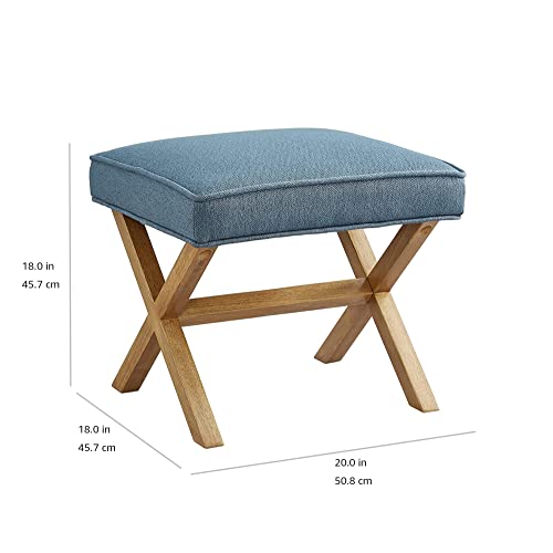 Amazon Brand – Rivet Mid-Century Modern X Stool Ottoman Chair, 20" W, Indigo - Amazon Vine view 3