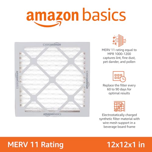 Amazon Basics 12x12x1 Air Filter 6-Pack, MERV 11 AC Furnace Filters, Dust, Pet, Allergy Control, Removes Pollen and Lint (Actual Size: 11.75" x 11.75" x 0.75") view 2