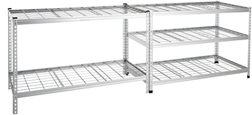 Amazon Basics 4000IBS Heavy Duty Adjustable Storage Shelving Unit, 5 Shelf, High-Grade Aluminum, Silver, 60 x 24 x 78 Inch