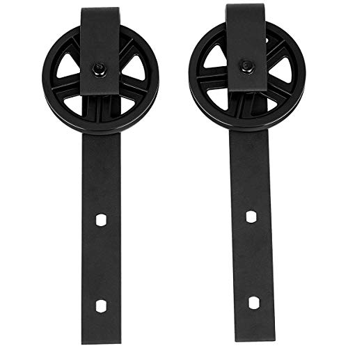 Amazon Basics 6.6 ft Heavy Duty Sliding Barn Door Hardware Kit, Sturdy Big Wheel Design, Easy to Install, Fits 36"-40" Wide Panel, 1-3/8 to 1-3/4 inches Thickness, Black view 3
