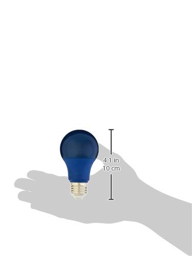 Amazon Basics A19 Blue Color Party LED Light Bulbs, 60W Equivalent, 9W Energy Efficient, E26 Standard Base, Non-Dimmable, 10,000 Hour Lifetime, 2-Pack view 3