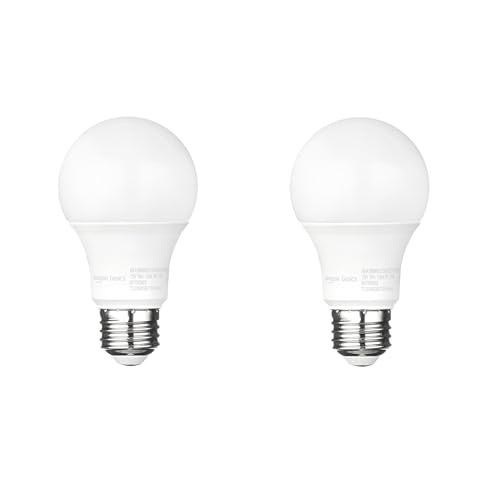 Amazon Basics A19 Dusk to Dawn Sensor LED Light Bulb, 60W Equivalent, 9W Energy Efficient, E26 Standard Base, Soft White 2700K, Non-Dimmable, 10,000 Hour Lifetime, Porch, 2-Pack