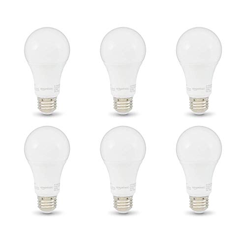 Amazon Basics A19 LED Light Bulbs 100 Watt Equivalent, Soft White (2700K), Energy Efficient 15 W, Non-Dimmable, 10,000 Hour Lifetime, 6 count (Pack of 1)