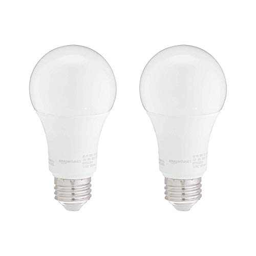 Amazon Basics A19 LED Light Bulbs 100 Watt Equivalent, Daylight White (5000K), Energy Efficient 15W, Non-Dimmable, 10,000 Hour Lifetime, 2-Pack