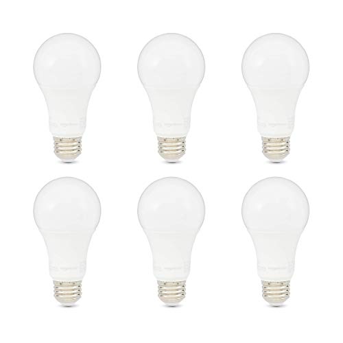Amazon Basics A19 LED Light Bulbs, 100W Equivalent, 15W Energy Efficient, E26 Standard Base, Daylight White 5000K, Non-Dimmable, 10,000 Hour Lifetime, 6-Pack
