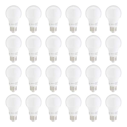 Amazon Basics A19 LED Light Bulbs, 60W Equivalent, Daylight White 5000K, Non-Dimmable, Energy Efficient 9W, E26 Base, 10,000 Hour Lifetime, 24-Pack