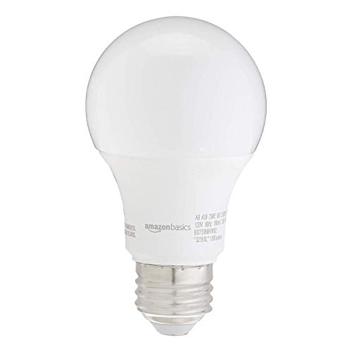 Amazon Basics A19 LED Light Bulbs 75 Watt Equivalent, Daylight White (5000K), Energy Efficient 12W, Non-Dimmable, 10,000 Hour Lifetime, 2-Pack