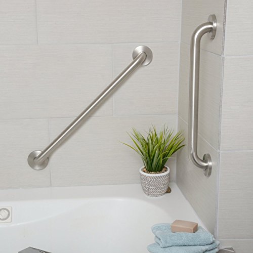 Amazon Basics Bathroom Handicap Safety Grab Bar, 36 Inch Length, 1.25 Inch Diameter, Holds up to 500LBs, ADA Compliant, Stainless Steel