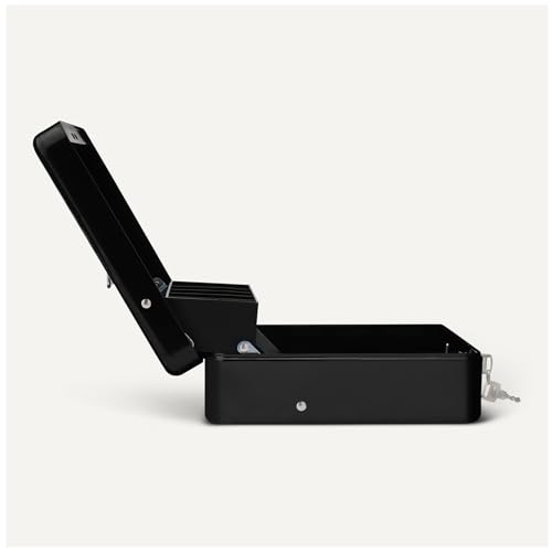 Amazon Basics Cash Box with Lock Key, Money Organizer Tray, 11.81" x 9.45" x 3.54", Black view 3