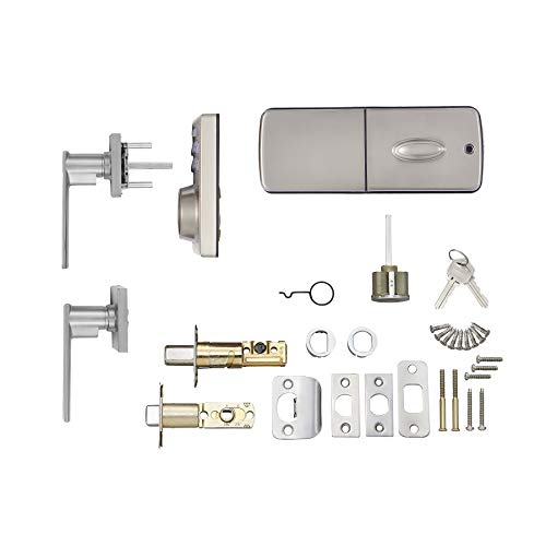 Amazon Basics Contemporary Electronic Keypad Door Lock, Keyless Entry Deadbolt with Handle Set, Easy Installation, Sturdy, Satin Nickel, 1-Pack view 3