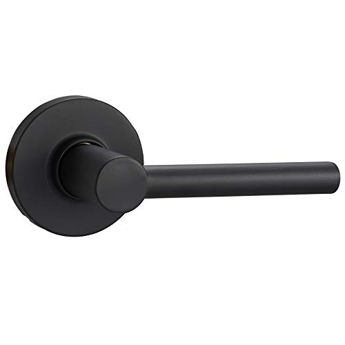 Amazon Basics Contemporary Madison Door Lever - Passage - Matte Black, 6-Pack