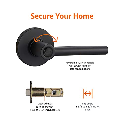Amazon Basics Contemporary Madison Door Lever - Privacy - Matte Black, 1-Pack