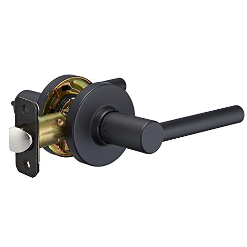 Amazon Basics Contemporary Madison Passage Door Lever, Easy Installation, Matte Black, 1-Pack