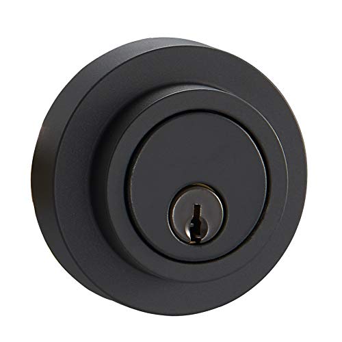 Amazon Basics Contemporary Round Deadbolt Door Key Lock, Single Cylinder, Matte Black, 1-Pack