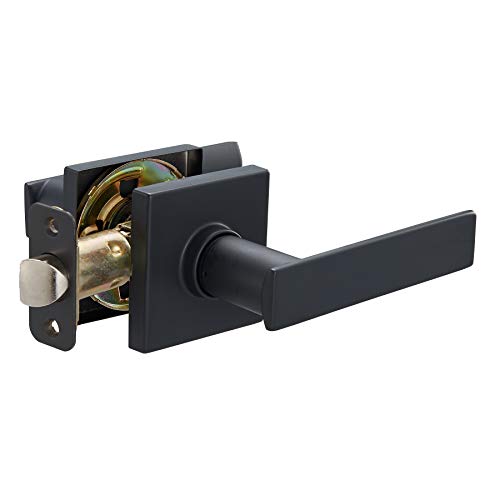 Amazon Basics Contemporary Stamford Door Lever- Passage -Matte Black, 1-Pack