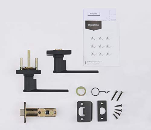 Amazon Basics Contemporary Stamford Passage Door Lever, Easy Installation, Matte Black, 1-Pack view 3