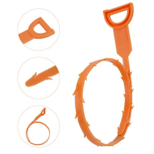 Amazon Basics Drain Clog Remover Tool, 6 Pack with 5 Plastic and 1 Stainless Steel Drain Snakes, Hair Unclogger for Toilet, Kitchen Sink, Bathroom Tub, Shower, Sewer view 2