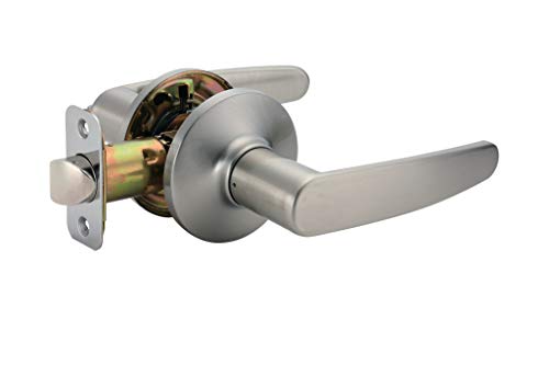 Amazon Basics Easy Installation Straight Door Lever, Passage, Fits Doors 1-3/4 in, Satin Nickel, 6-Pack