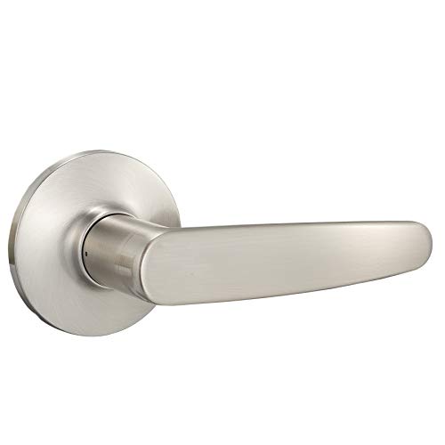 Amazon Basics Easy Installation Straight Door Lever, Passage, Fits Doors 1-3/4 in, Satin Nickel, 6-Pack view 2