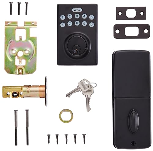 Amazon Basics Electronic Keypad Deadbolt Door Lock with Touch-Control Keyless Easy Installation, Auto Lock, Keyed Entry Option, Contemporary, 1-Pack, Matte Black