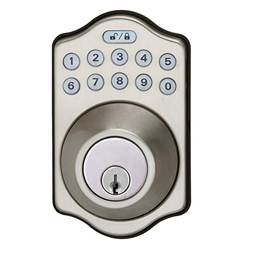 Amazon Basics Electronic Keypad Deadbolt Door Lock with Touch-Control Keyless Entry Door Lock, Keyed Entry Option, Traditional, Satin Nickel, 6-Pack