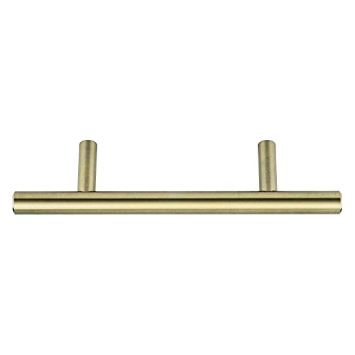 Amazon Basics Euro Bar Cabinet Handle (1/2-inch Diameter), 5.38-inch Length (3-inch Hole Center), Golden Champagne, 25-pack