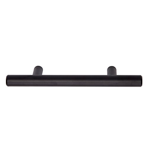 Amazon Basics Euro Bar Cabinet Handles, Drawer Pulls, 5.38-inch Length, 3-inch Hole Center, 1/2-inch Diameter, Matte Black, 10-Pack, AB1500-FB-10 view 2