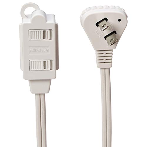 Amazon Basics Extension Cord with Multiple Outlets, 3 ft 2-Prong Indoor Power Strip, Flat Plug, 13 Amps, 1625 Watts, 125 VAC, White, 2-Pack