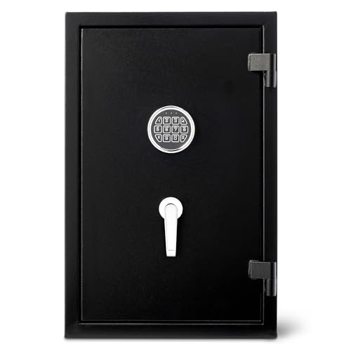 Amazon Basics Fire Resistant Security Safe with Electronic Keypad, Anti-theft Protection for Important Documents and Valuables, 2.1 Cubic Feet, 16.93"W x 13.8"D x 25.98"H, Black view 2
