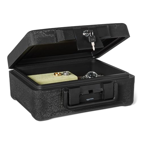 Amazon Basics Fire-Resistant Waterproof Fire Chest with Mechanical Key, 0.22 cu. ft, Black
