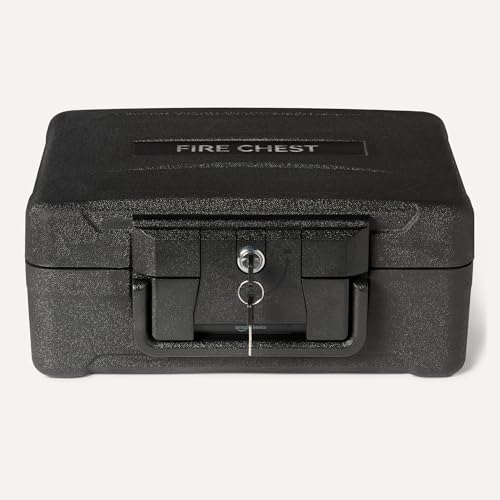 Amazon Basics Fire-Resistant Waterproof Fire Chest with Mechanical Key, 0.22 cu. ft, Black view 3