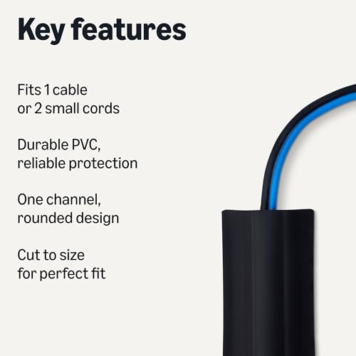 Amazon Basics Floor Cord Cover, 6ft Length, 2.6" Diameter, Black