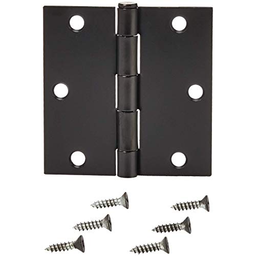 Amazon Basics Interior Door Hinges, Square, 3.5 x 3.5 Inch, Matte Black, Pack of 12 view 3