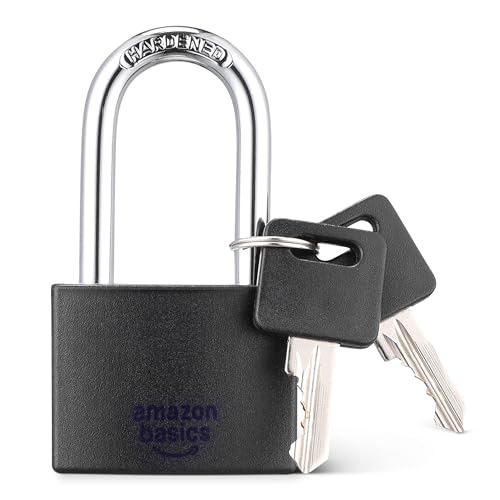 Amazon Basics Keyed Padlock, 43 mm W, 38 mm L, 21 mm W, Black