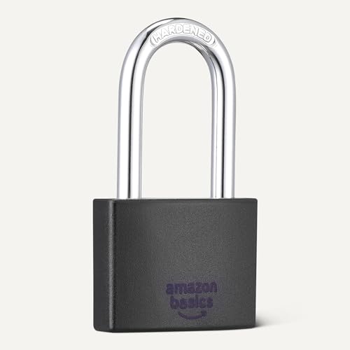 Amazon Basics Keyed Padlock, 43 mm W, 38 mm L, 21 mm W, Black view 3