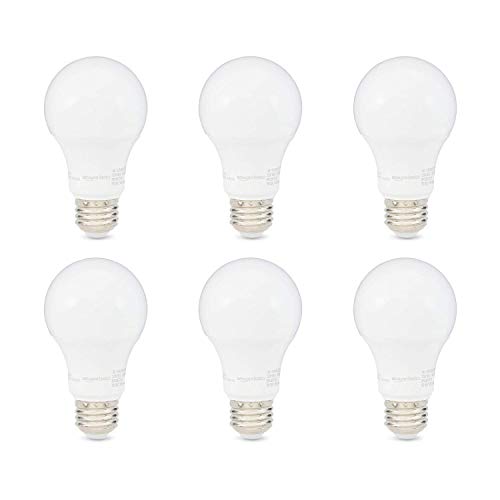 Amazon Basics LED Light Bulbs, Energy Efficient 6W, 40 Watt Equivalent, E26 Standard Base, 2700, Dimmable, 10,000 Hour, Soft White, 6 Count