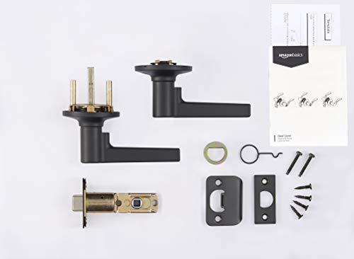Amazon Basics Manchester Passage Lever Door Handle - Keyless, Reversible, Fits 1-3/8" to 1-3/4" Doors, Adjustable Latch, Matte Black, 1-Pack view 3