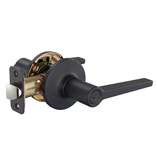 Amazon Basics Manchester Reversible Privacy Door Lever, Keyless, Matte Black, 1-Pack