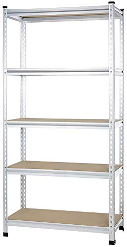 Amazon Basics Medium Duty Storage Shelving Double Post Press Board 5 Tier Shelf, Aluminum, 36 x 18 x 72