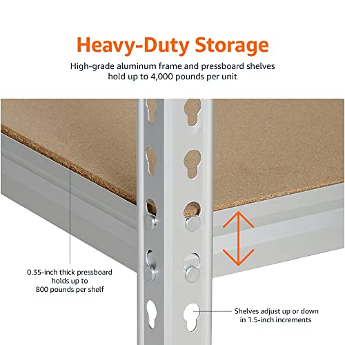 Amazon Basics Medium Duty Storage Shelving Double Post Press Board 5 Tier Shelf, Aluminum, 36 x 18 x 72