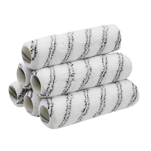 Amazon Basics Microfiber Paint Roller Covers for Painting Walls, Smooth Finish, Washable, 9" x 3/8", 6-Pack