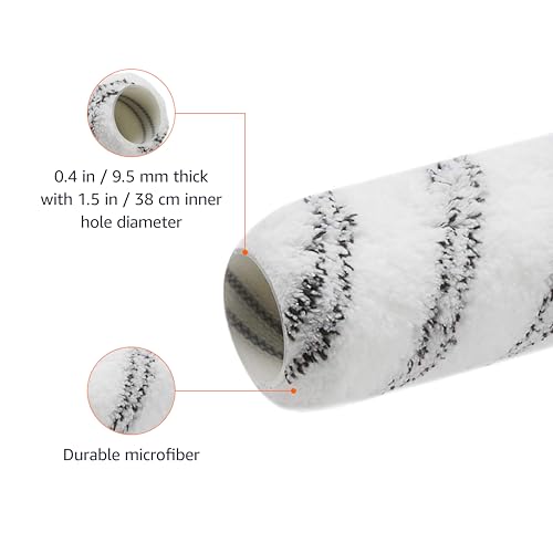 Amazon Basics Microfiber Paint Roller Covers, for Smooth Finish, 9" x 3/8", 12-Pack