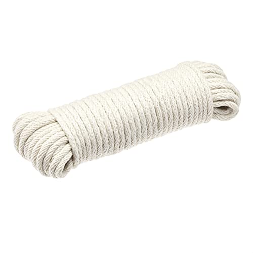 Amazon Basics Natural Cotton Braided Rope, All-Purpose, Clothesline, DIY Crafts, Versatile, Indoor & Outdoor Use, 3/16 Inch x 50 Foot (4.5mm x 15m), Off White